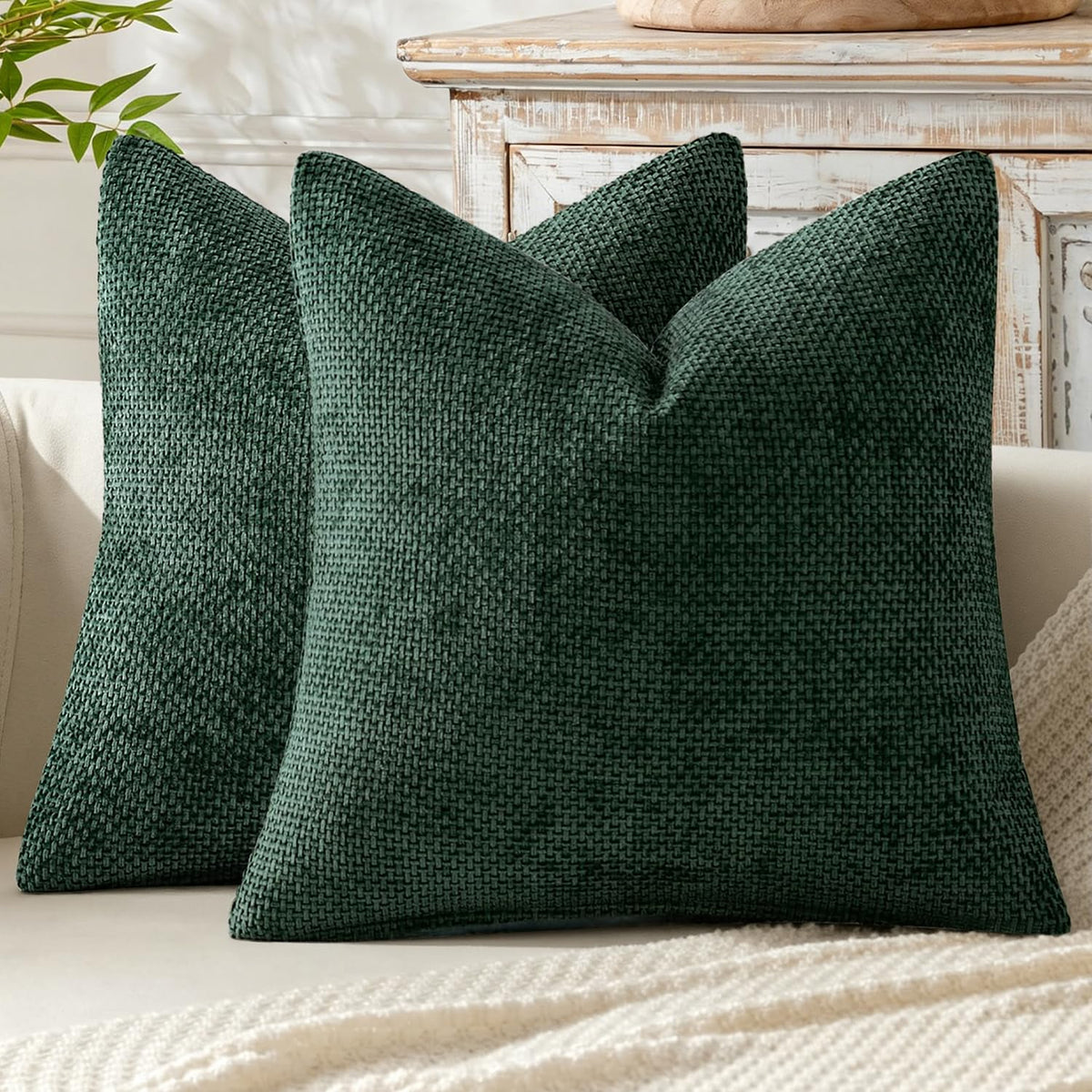 MIULEE Decorative Couch Throw Pillow Covers 18x18 Inch Neutral Beige 2 Pack