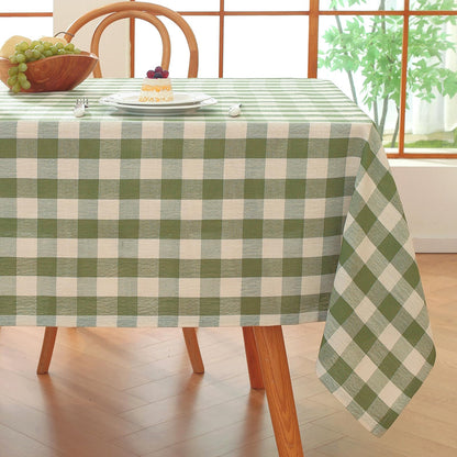 Alsoo Checkered Tablecloth Rectangle Gingham Table Cloth Washable Cotton Linen Fall Thanksgiving Buffalo Plaid Table Cover for Picnic Kitchen Dining Room, Orange and White, 60 * 75 inch