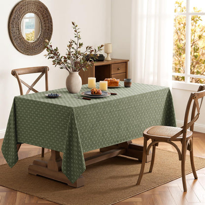 MIULEE Olive Green Rectangle Cross-Star Textured Table Cloth 52x70 Inch