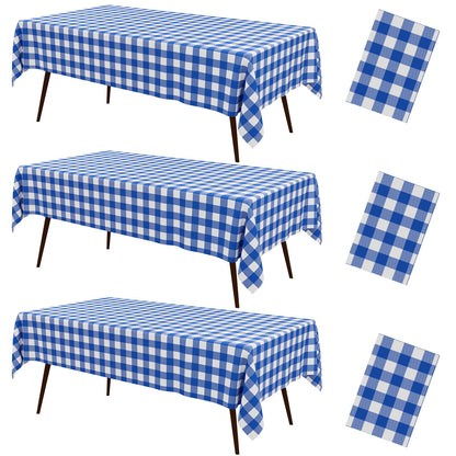 misaya 3 Packs Khaki White Buffalo Gingham Plastic Disposable Table Cloth