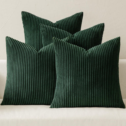 MIULEE Soft Corduroy Decorative Throw Pillow Covers Forest Green 18x18