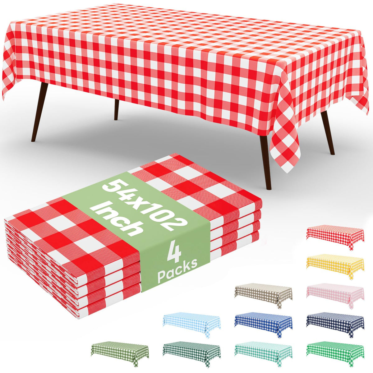 misaya 4 Packs 54 x 78 Inch Checkered Disposable Table Cloth