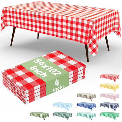 misaya 4 Packs 54 x 78 Inch Checkered Disposable Table Cloth