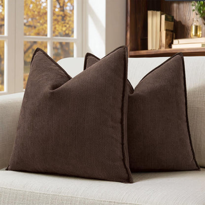 MIULEE Pack of 2 Sage Green Decorative Chenille Pillow Covers 20x20 Inch