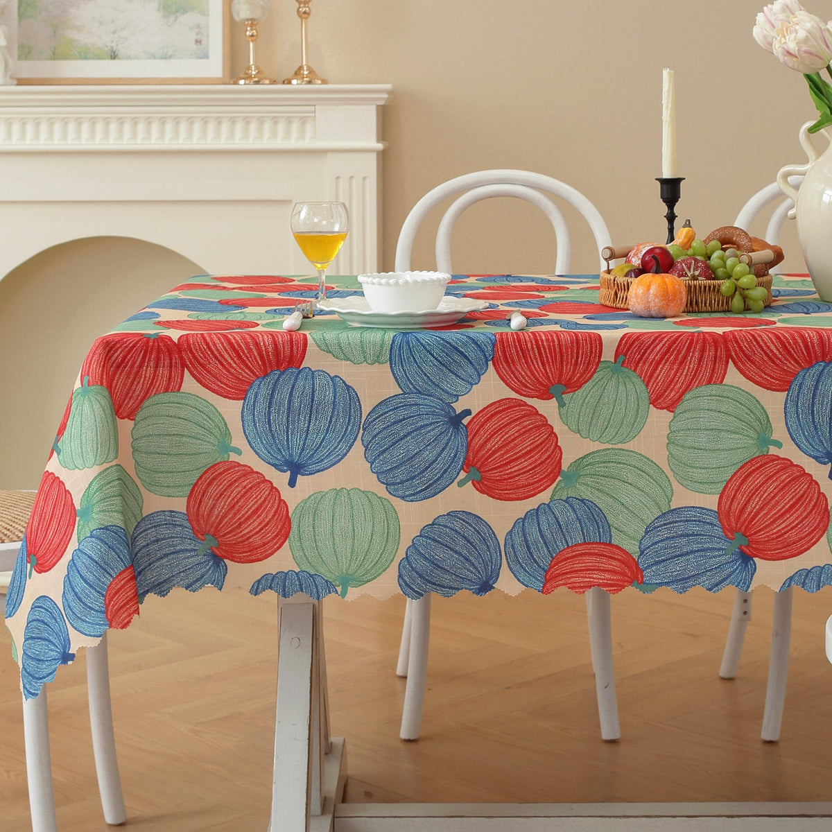 Rectangle Waterproof Tablecloth Linen Textured Table Cloth,Stain and Wrinkle Resistant Washable Fabric Table Cover for Dining, Party, Camping and Outdoor, 52 x 70 Inch, Vine Bloom