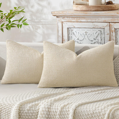MIULEE Decorative Couch Throw Pillow Covers 18x18 Inch Neutral Beige 2 Pack