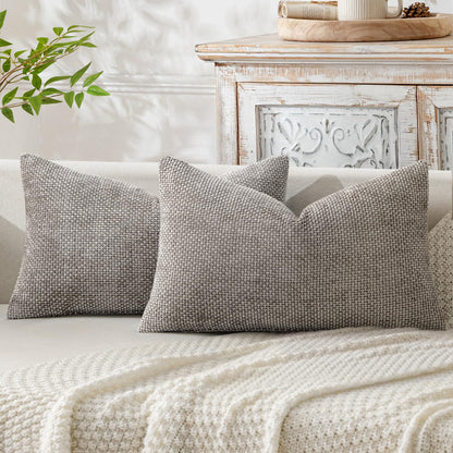 MIULEE Decorative Couch Throw Pillow Covers 18x18 Inch Neutral Beige 2 Pack