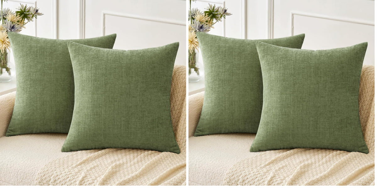 MIULEE Soft Chenille Fall Throw Pillow Covers Burnt Orange 18x18 Pack of 2