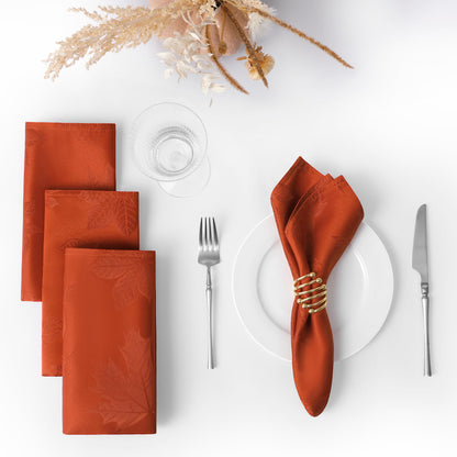 Softalker Fall Jacquard Rectangle Tablecloth, 60 x 84 Inch Burnt Orange