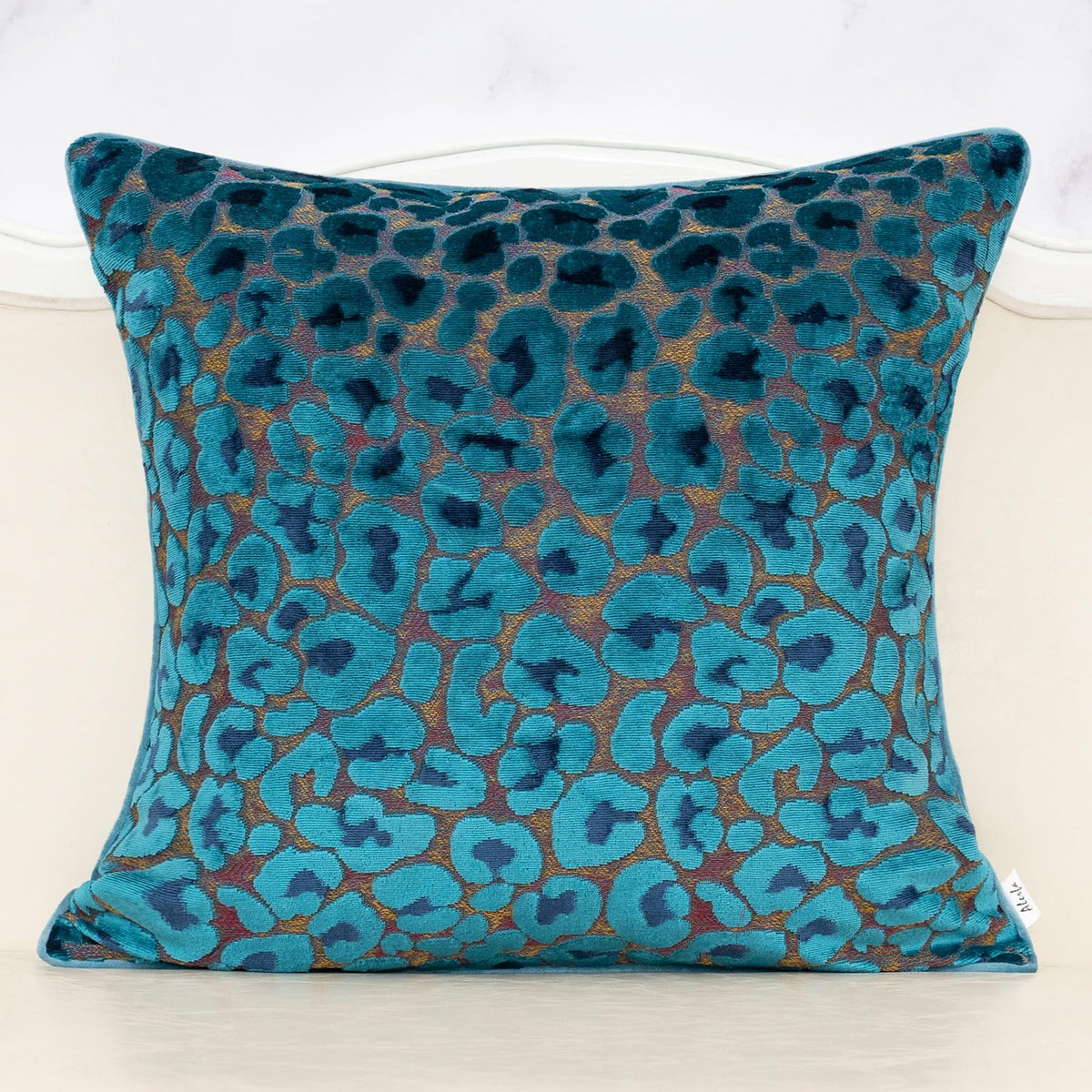 Alerfa Green Brown Floral Throw Pillow Cover 20 x 20 Inch Cut Velvet Sqaure Luxury Decorative Pillow Cover for Couch Living Room Bedroom