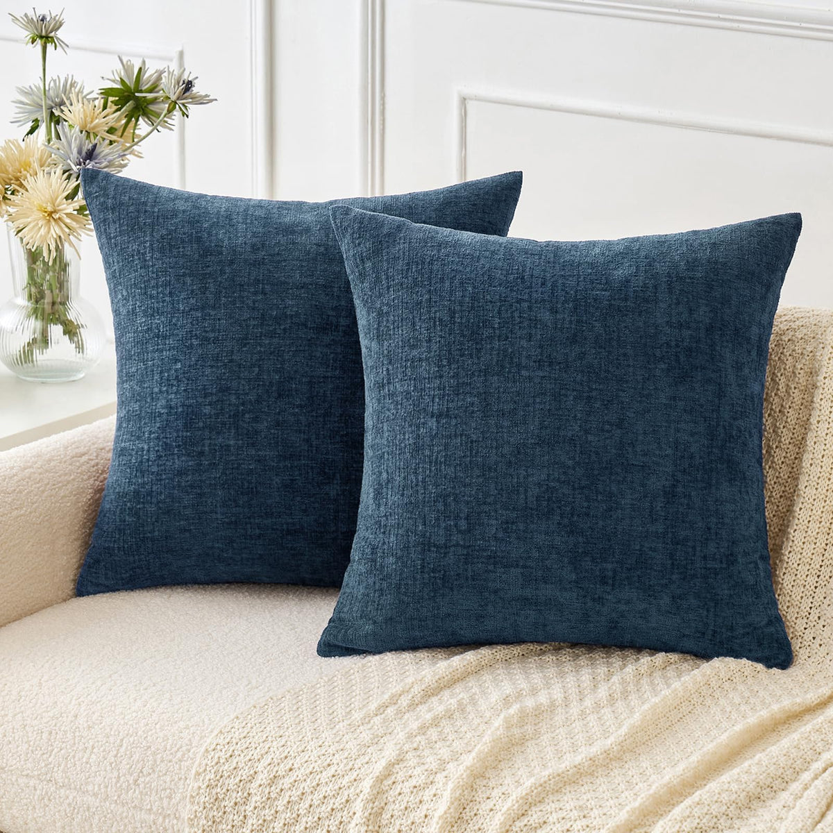 MIULEE Soft Chenille Fall Throw Pillow Covers Burnt Orange 18x18 Pack of 2