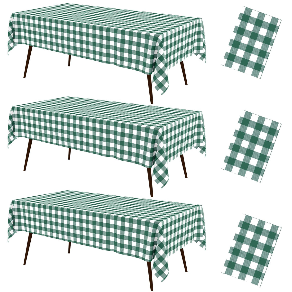 misaya 3 Packs Khaki White Buffalo Gingham Plastic Disposable Table Cloth