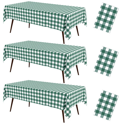 misaya 3 Packs Khaki White Buffalo Gingham Plastic Disposable Table Cloth