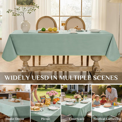 Softalker Outdoor Vinyl Edge Tablecloth Rectangle, 54 x 78 Inch, Sage