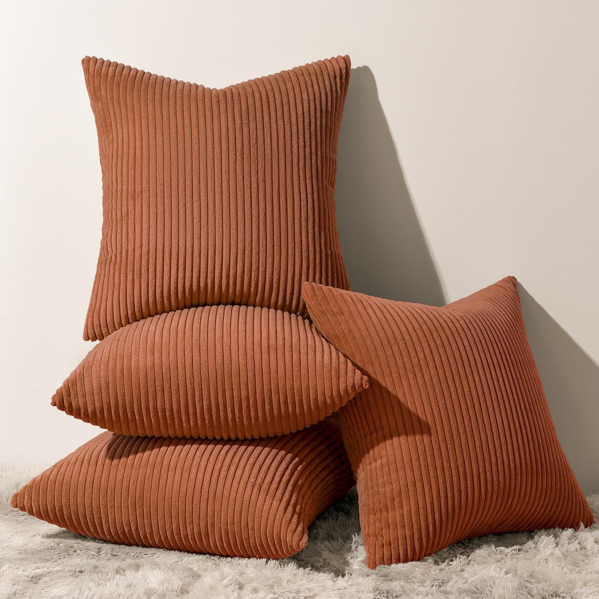 Topfinel Decorative Throw Pillow Covers Cushion Cases, Set of 4 Soft Velvet Modern Double-Sided Designs, Mix and Match for Boho Farmhouse Fall Home Decor (18x18 inch, Orange/Teal)