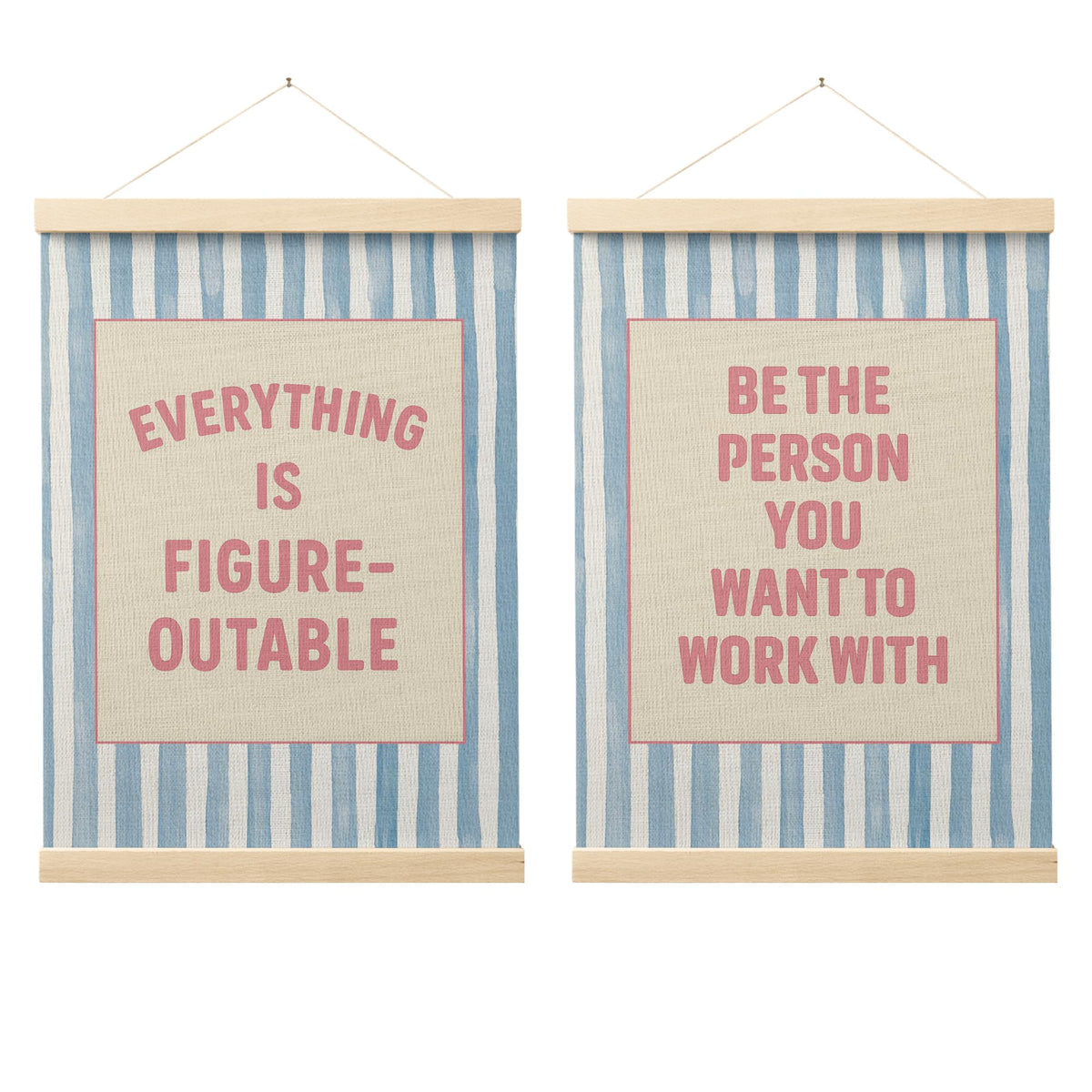 FGFK Everything Is Figureoutable Positive Affirmations Wall Art Poster Hanger Frame, Retro Pink and Green Inspirational Canvas Prints Framed Wall Decor for Office Classroom Home Bedroom, 12x16 Inch