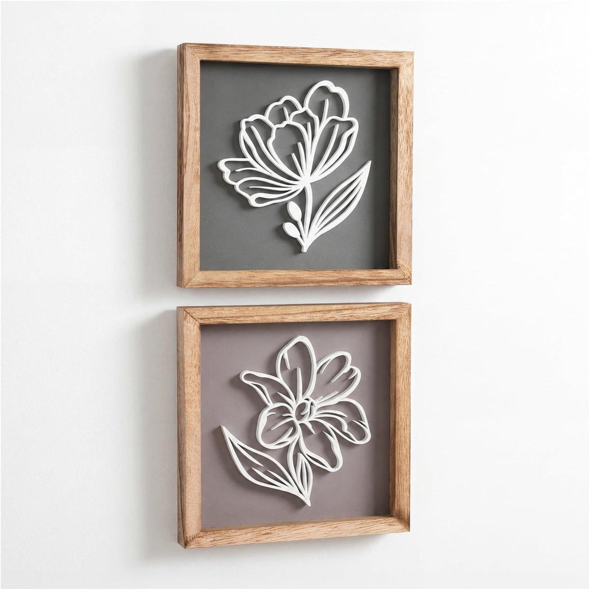 Tide and Tales Floral 3D Green Wall Art, Botanical Wall Decor, Set of 2