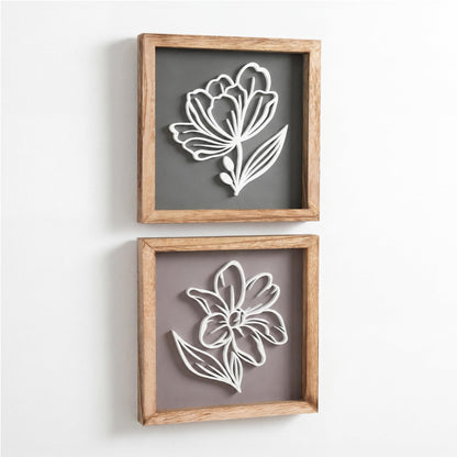 Tide and Tales 3d Framed Wall Art, Set of 4, Floral Boho Wall Decor