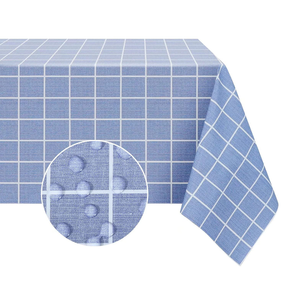Romanstile Rectangle Vinyl Tablecloth, 100% Waterproof Oil-Proof Checkered Plastic Table Cloth, Heavy Duty Wipeable Table Covers for Dining, Camping, Picnic, Outdoor - 54 x 78 Inch, Grey
