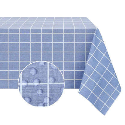 Romanstile Rectangle Vinyl Tablecloth, 100% Waterproof Oil-Proof Checkered Plastic Table Cloth, Heavy Duty Wipeable Table Covers for Dining, Camping, Picnic, Outdoor - 54 x 78 Inch, Grey