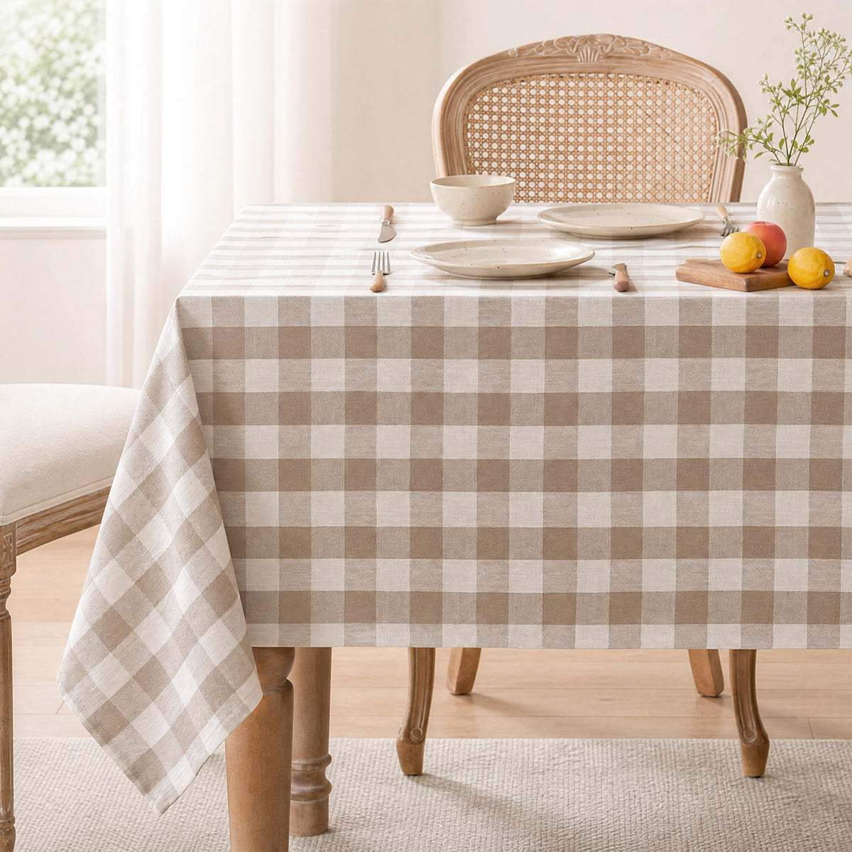Gingham Tablecloth Rectangle Table, Cotton Linen Style Picnic Checkered Table Cloth Farmhouse Washable Wrinkle Free Buffalo Plaid Table Cover for Outdoor Birthday Party, Pink, 60x75