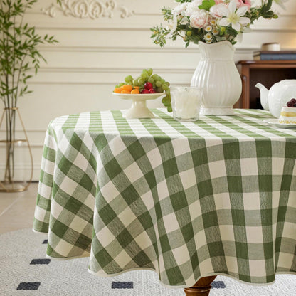 Alsoo Checkered Tablecloth Rectangle Gingham Table Cloth Washable Cotton Linen Fall Thanksgiving Buffalo Plaid Table Cover for Picnic Kitchen Dining Room, Orange and White, 60 * 75 inch