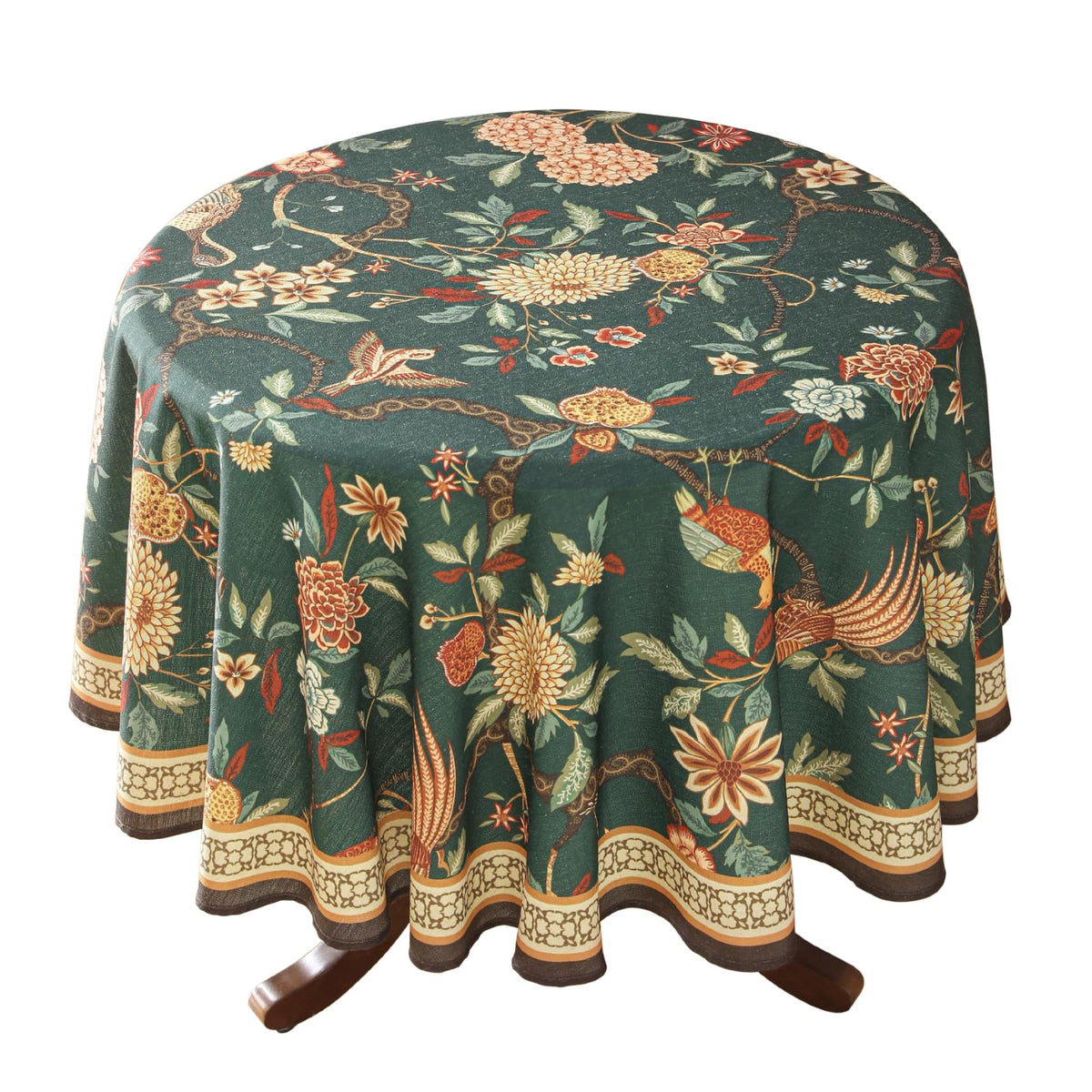 ISAENNE Designer French Linen Rectangular Tablecloth,118"x67"-Cornucopia