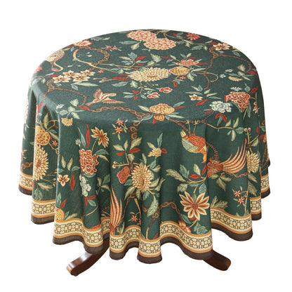 ISAENNE Designer French Linen Rectangular Tablecloth,118"x67"-Cornucopia
