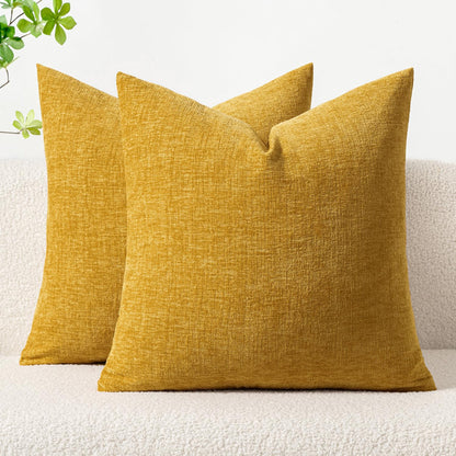 MIULEE Soft Chenille Fall Throw Pillow Covers Burnt Orange 18x18 Pack of 2