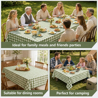 3 Pcs Sage Green Gingham Tablecloths, Checkered Table Covers 54 x 108 Inch