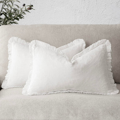 Foindtower Decorative Linen Fringe Throw Pillow Covers 20×20 Olive Green