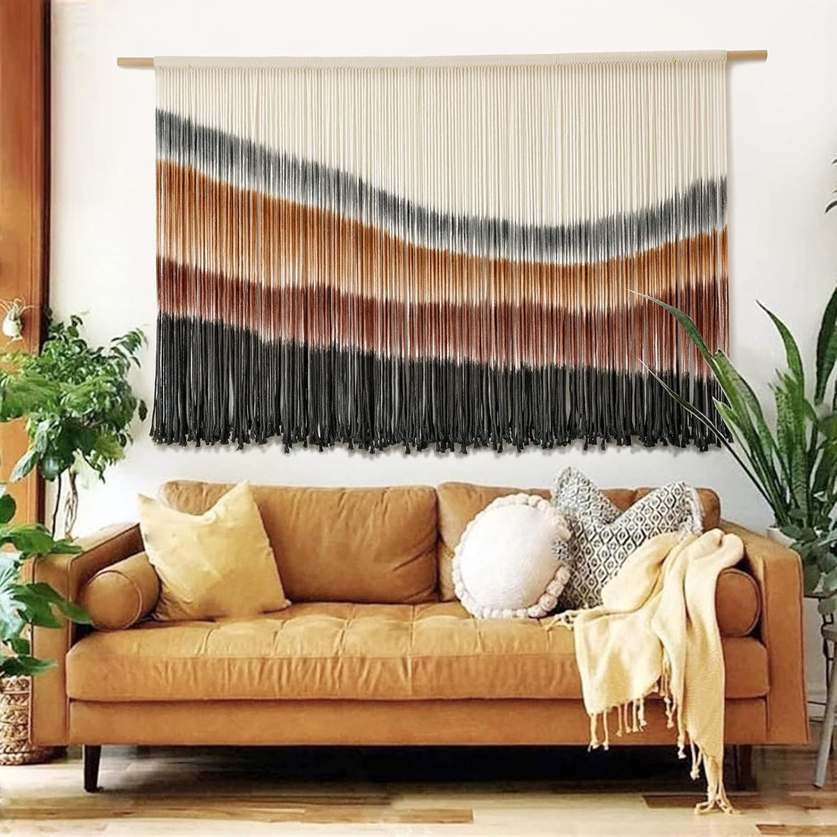 Macrame Wall Hanging Boho Wall Decor Large-Scale Tie-Dye Tapestry 57"W*35"L