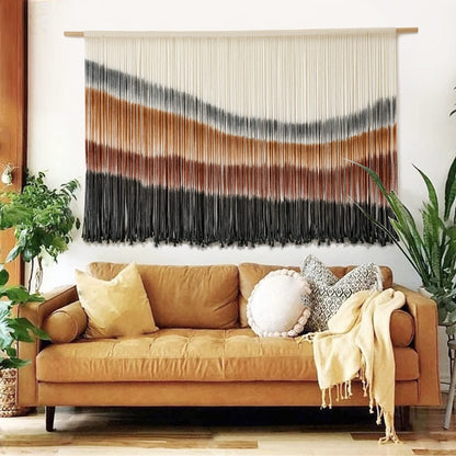 Macrame Wall Hanging Boho Wall Decor Large-Scale Tie-Dye Tapestry 57"W*35"L