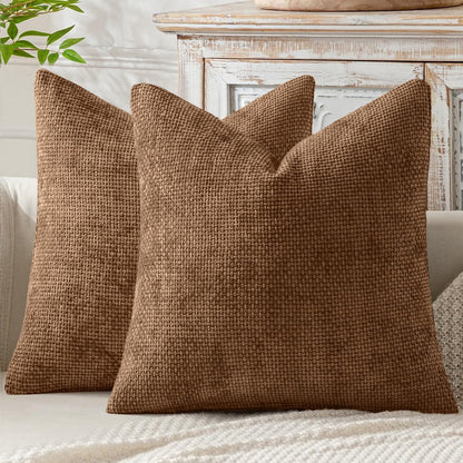 MIULEE Decorative Couch Throw Pillow Covers 18x18 Inch Neutral Beige 2 Pack