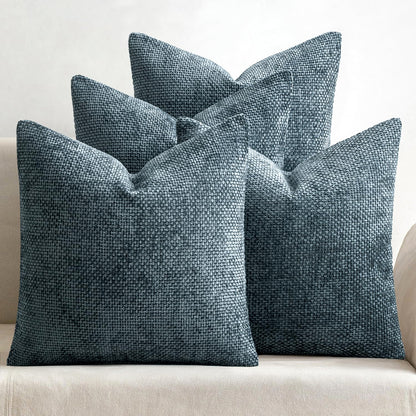 MIULEE Soft Decorative Chenille Pillow Covers Neutral 18x18 Pack of 4