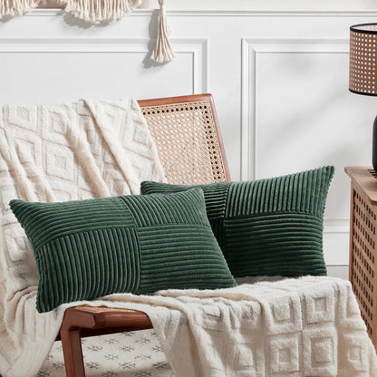 Fancy Homi 2 Packs Rust Boho Decorative Throw Pillow Covers 18x18 Inch for Couch Bed Sofa, Farmhouse Fall Home Decor, Soft Corss Corduroy Patchwork Textured Terracotta Accent Cushion Case 45x45 cm