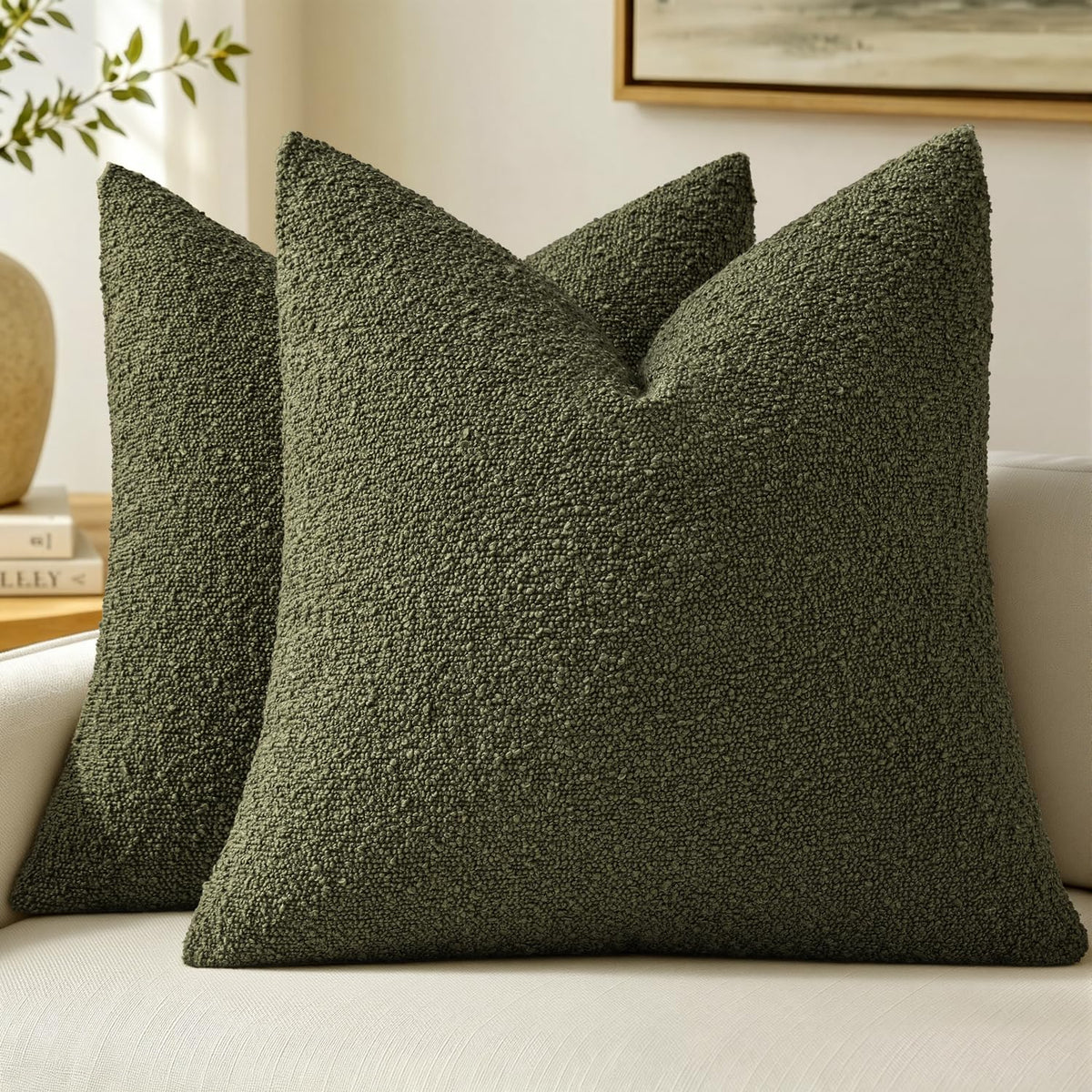 MIULEE 20x20 Decorative Boucle Couch Pillow Covers Brown