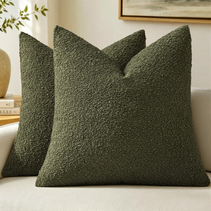 MIULEE 20x20 Decorative Boucle Couch Pillow Covers Brown