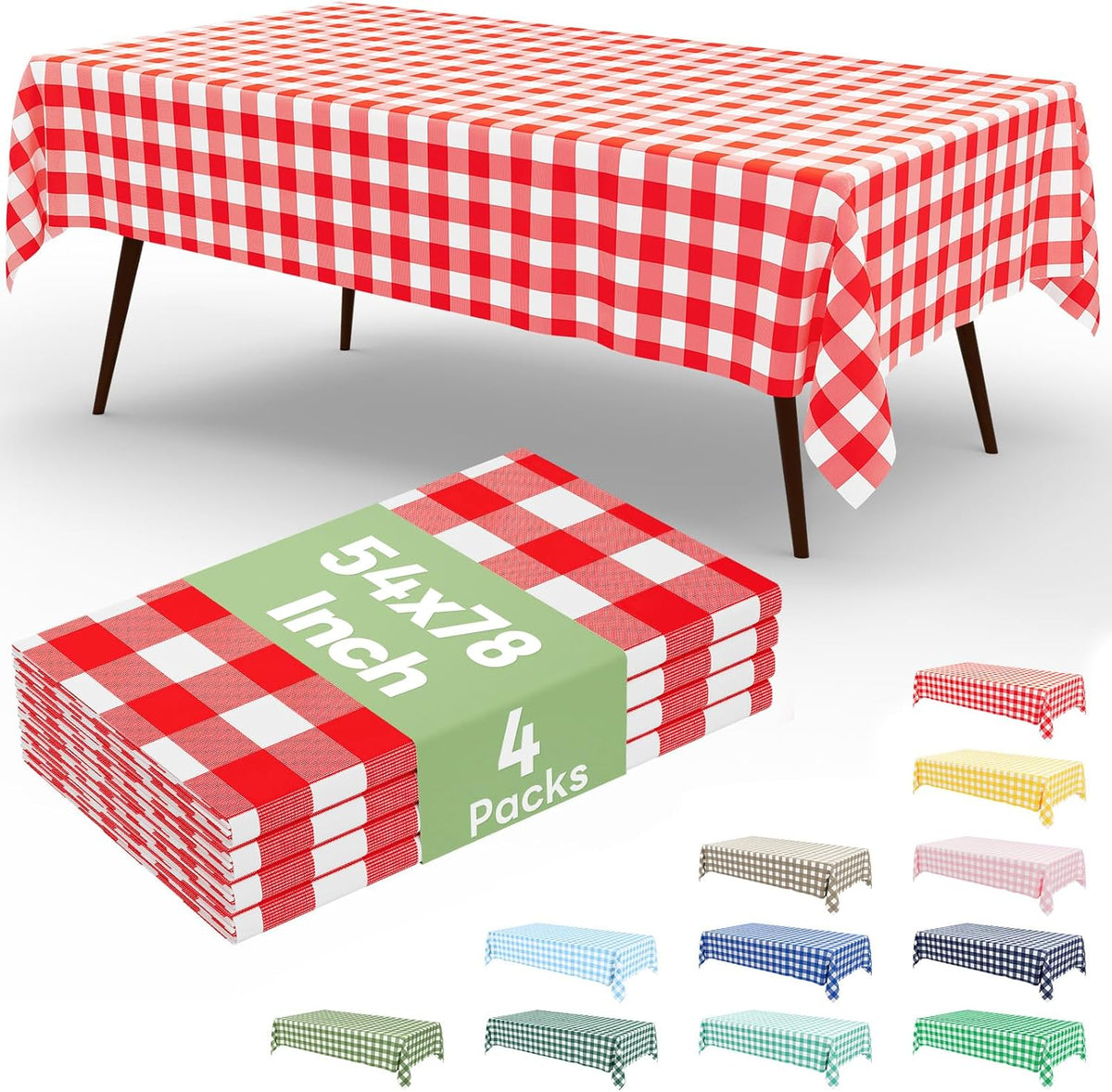 misaya 4 Packs 54 x 78 Inch Checkered Disposable Table Cloth