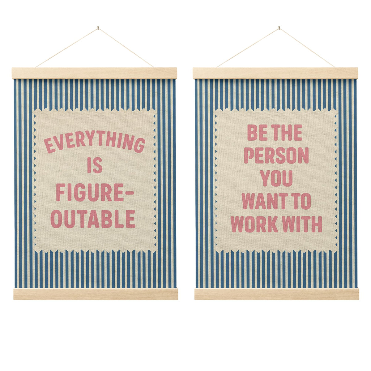 FGFK Everything Is Figureoutable Positive Affirmations Wall Art Poster Hanger Frame, Retro Pink and Green Inspirational Canvas Prints Framed Wall Decor for Office Classroom Home Bedroom, 12x16 Inch