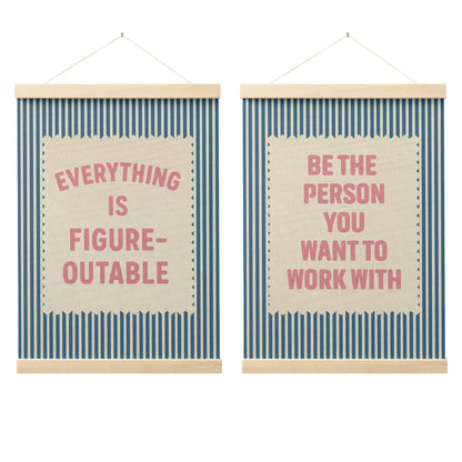 FGFK Everything Is Figureoutable Positive Affirmations Wall Art Poster Hanger Frame, Retro Pink and Green Inspirational Canvas Prints Framed Wall Decor for Office Classroom Home Bedroom, 12x16 Inch