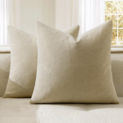 MIULEE Olive Green Chenille Couch Throw Pillow Covers, 18x18