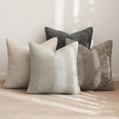 MIULEE Soft Decorative Chenille Pillow Covers Neutral 18x18 Pack of 4