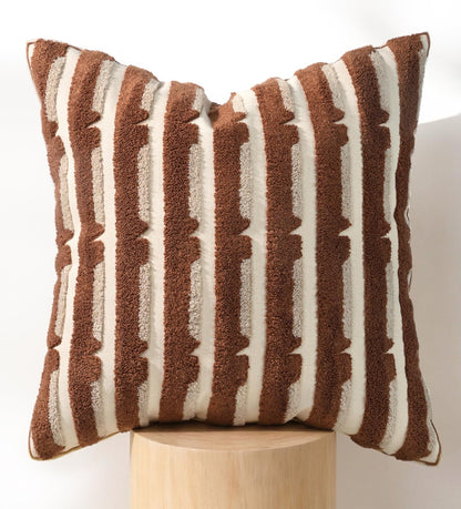 Embroidered Throw Pillow Cover 18x18 Inch, Colorful Plaid