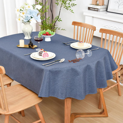 Wolkemer Oval Tablecloth 60 x 102 Inches Faux Linen Water Resistant