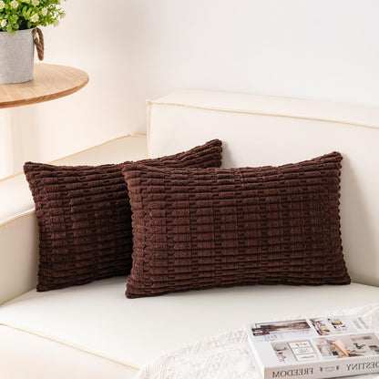 Pack of 2 Corduroy Decorative Throw Pillow Covers 18x18 Inch, Cream White
