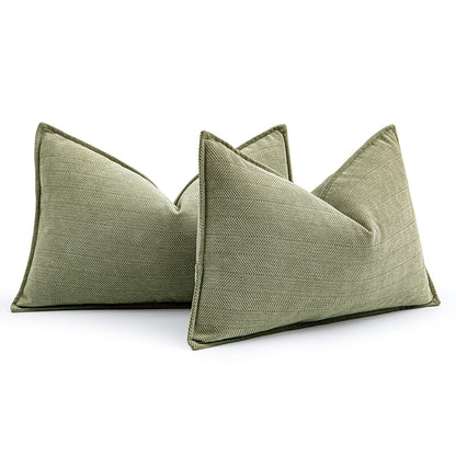 MIULEE Pack of 2 Sage Green Decorative Chenille Pillow Covers 20x20 Inch