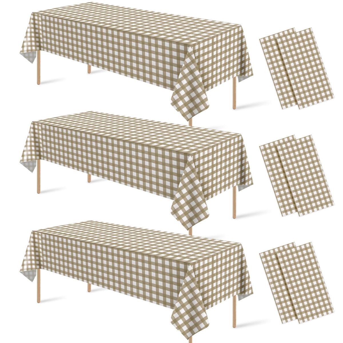 6 Pcs Sage Green Gingham Tablecloths, Checkered Table Covers 54 x 108 Inch