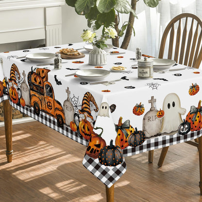 Horaldaily Halloween Tablecloth 60 x 84 Inch Rectangular Ghost Pumpkin