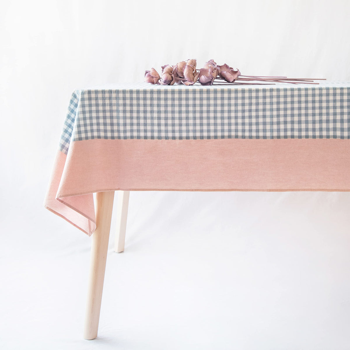 MONDAY MOOSE Gingham Checkered Farmhouse Rustic Picnic Style Decoration Rectangle Natural Stonewashed Cotton Tablecloth for Kitchen, Dining Room, Restaurant (60x102 inch, Beige)